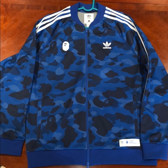 bape adidas jacket blue